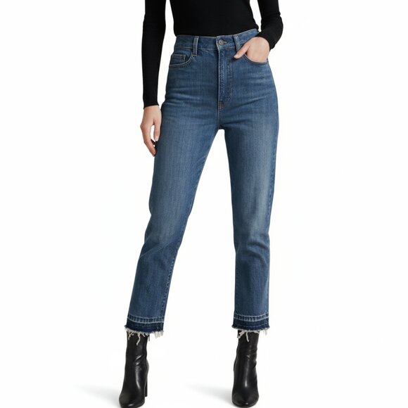 Express High Waist  Frayed Ankle Jeans Faded Black Size 8 (29W) RETIRED Style - Picture 9 of 11